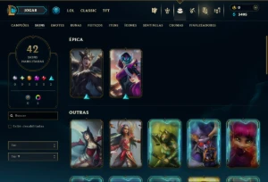 Unranked com 35 Champs e 42 Skins - League of Legends LOL