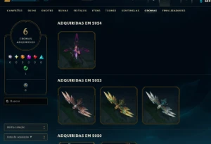 ouro 2, 19 Skins, 3 Lendárias, Lvl 68, Upada na Mão,84champ - League of Legends LOL