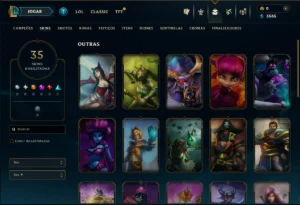 Unranked com 35 Champs e 35 Skins - League of Legends LOL