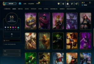 Unranked com 35 Champs e 35 Skins - League of Legends LOL