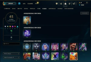 Unranked com 35 Champs e 35 Skins - League of Legends LOL