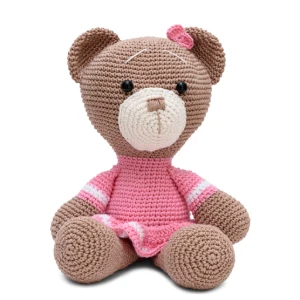 Ursa Amigurumi Crochê com Vestido Rosa - Artesanato e Personalizados