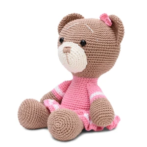 Ursa Amigurumi Crochê com Vestido Rosa - Artesanato e Personalizados