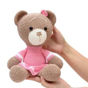 Ursa Amigurumi Crochê com Vestido Rosa - Artesanato e Personalizados