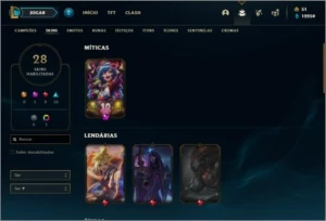 Conta ouro 2 com 28 skins e 53 champs ( MAIN ADC ) - League of Legends LOL