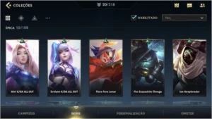 ESMERALDA IV + 20 SKINS  + 495 WC + PASSE WILD + 43 CAMPEÕES - League of Legends: Wild Rift LOL WR