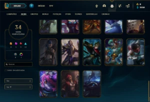Conta prata 4 com 66 Champs e 34 Skins - League of Legends LOL