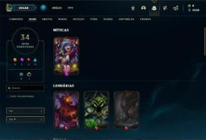 Conta prata 4 com 66 Champs e 34 Skins - League of Legends LOL