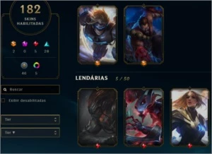 Conta ouro 3 - 182 skins - todos os champs - League of Legends LOL