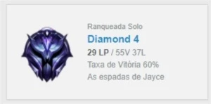 Conta Diamante 4 - Ganhando 22+ PDL - 60%winrate - League of Legends LOL