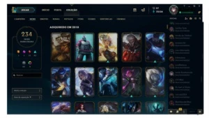 CONTA LOL PLATINA 3 COM 243 SKINS E TODOS OS CHAMPS - League of Legends