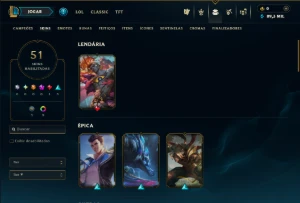 Diamante 3 com 50 Champs e 51 Skins - League of Legends LOL