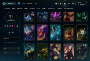 Diamante 3 com 50 Champs e 51 Skins - League of Legends LOL