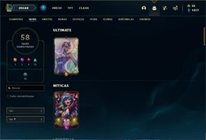 Conta Unranked com 150 Champs e 58 Skins - League of Legends LOL