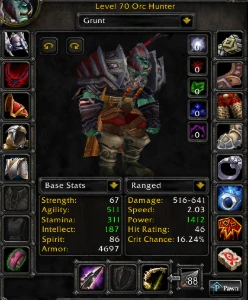 wow tbc Hunter 70 nightslayer,set beast 4/4 e 3k gold - Adventure Quest World AQW