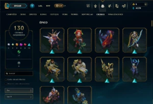 653 Skins, 468 Icones Gold IV, 130 Chromas - League of Legends LOL