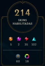 CONTA 214 SKINS GOLD 2 SEASON PASSADA, NENHUMA PARTIDA MD10 - League of Legends LOL