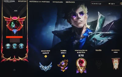 Conta league of legends Level 885 topzera LOL