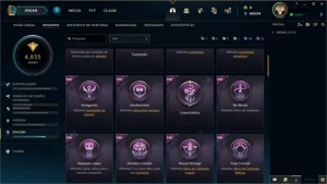CONTA LOL FULL CHAMP D4 64% WIN RATE MMR MESTRE - League of Legends