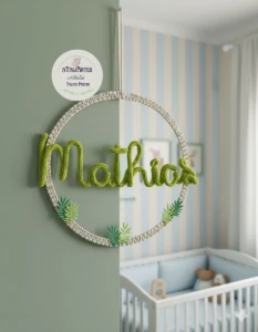 Porta Maternidade Menino Simples em Tricotin - Artesanato e Personalizados