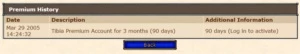 CONTA 2005 SEM REGISTRO E 3 MESES DE PREMMY (logar e ativar) - Tibia