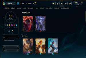 Prata 1 com 95 Champs e 46 Skins ( Mais de 150 Jogos ) - League of Legends LOL