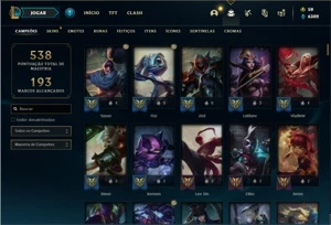 Conta bronze 1 com TODOS os champs e 147 Skins - League of Legends LOL