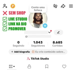 Conta Tiktok + Live Studio +1.040 Seguidores + E-Mail - Redes Sociais