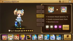 Reroll Summoners War lvl10 com Occult Girl Light - Lora