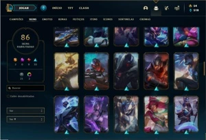 Conta prata 3 com 120 Champs e 86 Skins ( 2 Ultimates ) - League of Legends LOL