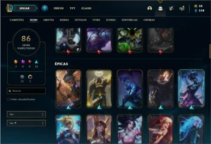 Conta prata 3 com 120 Champs e 86 Skins ( 2 Ultimates ) - League of Legends LOL