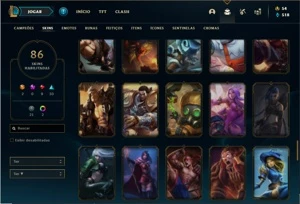 Conta prata 3 com 120 Champs e 86 Skins ( 2 Ultimates ) - League of Legends LOL