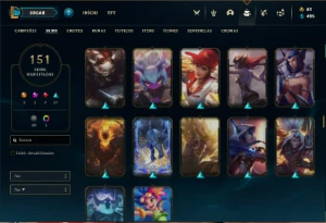 Conta Unranked com TODOS os champs e 151 Skins - League of Legends LOL