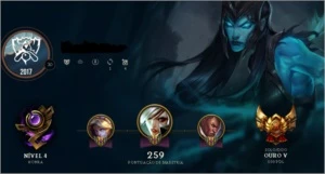 Conta Ouro 5 ótimo mmr 67 champions 18 skins - League of Legends LOL