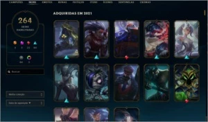 Conta platina 4 todos campeões 264 Skins!! - League of Legends LOL