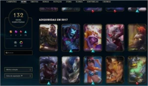 CONTA 2013 PLAT 4 SKINS VITORIOSAS DESDA S3 TODOS CAMPEÕES - League of Legends LOL