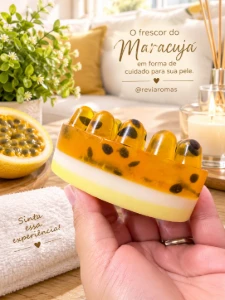 Sabonete de Maracujá com extrato de Camomila - Artesanato e Personalizados