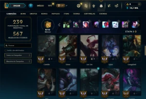 Unranked com 65 Champs e 45 Skins - League of Legends LOL