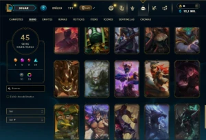 Unranked com 65 Champs e 45 Skins - League of Legends LOL