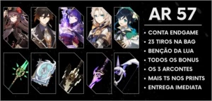 Conta Genshin AR 57 Hutao / Albedo / 3 Arcontes / 8 Armas T5 - Genshin Impact
