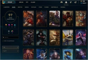 97 skins caras, com 21k de essência. - League of Legends LOL