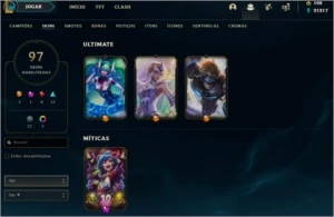 97 skins caras, com 21k de essência. - League of Legends LOL
