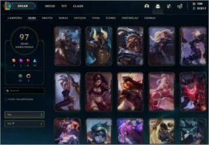 97 skins caras, com 21k de essência. - League of Legends LOL