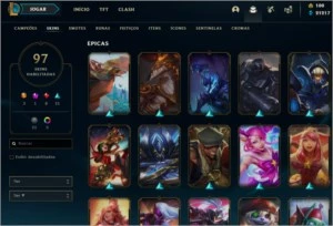 97 skins caras, com 21k de essência. - League of Legends LOL
