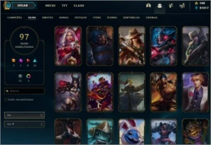 97 skins caras, com 21k de essência. - League of Legends LOL