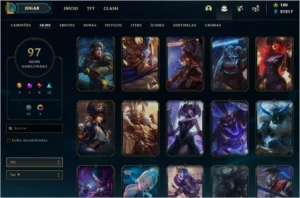97 skins caras, com 21k de essência. - League of Legends LOL