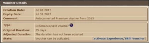 CONTA COM 30 DIAS DE VOUCHERS E 250 TIBIA COINS