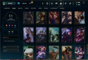 Esmeralda 4 com 85 Champs e 51 Skins + 2 Espolios - League of Legends LOL