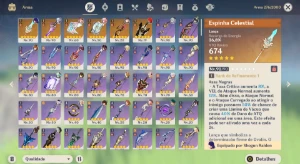 Conta Genshin Impact AR59 13 Personagens T5 + 3 armas T5