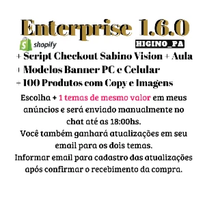 Tema Shopify Enterprise + Atualizações e Brindes no Email - Outros